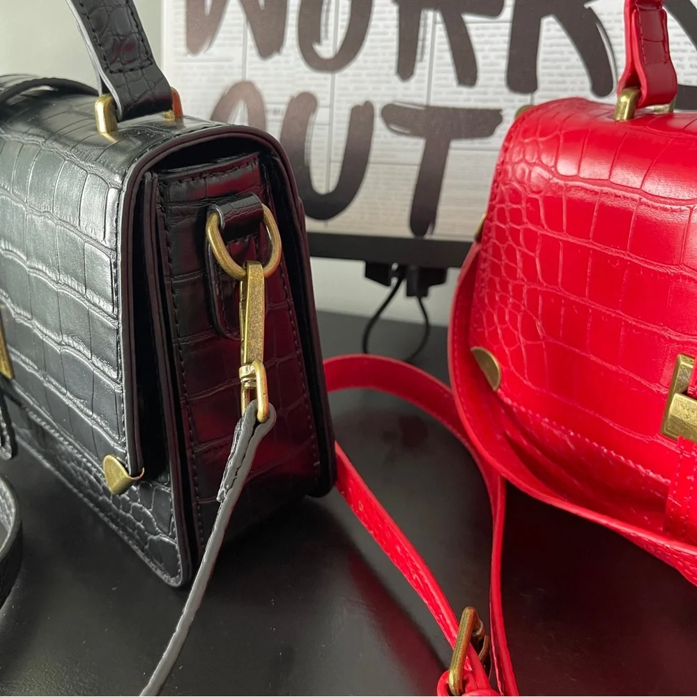 Women’s Classy Croc Embossed Crossbody Shoulder Top Handle Handbag Purse